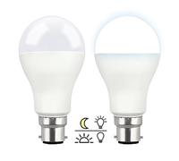 Akynite Dusk to Dawn Sensor Light Bulbs B22 12W LED Cool White 6000K, 1200LM, Auto on/Off Outdoor Light Bulbs Bayonet Fitting, AC 220V, Twilight Bulbs for Porch Light, Security Lighting, Pack of 2