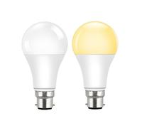 Akynite Dusk to Dawn Sensor Light Bulbs B22 12W LED Warm White 3000K, 1000LM, Auto on/Off Outdoor Light Bulbs BC Bayonet Cap, Twilight Bulbs for Porch Ceiling Lights, Security Lighting, Pack of 2