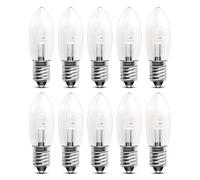 Akynite E10 0.2W LED Candle Arch Bridge Bulbs AC 8-55V, Christmas Spare Bulbs Dimmable, Candle Replacement Light Bulbs, Warm White 2200K Mini Screw E10 LED Candlestick Fairy Lights, 10pcs