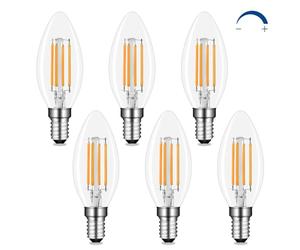 Akynite E14 LED Candle Bulbs 4W Dimmable Warm White 2700K, 400LM, AC 220-240V, C35 SES Small Screw Candle LED Light Bulb for Chandelier, 6pcs
