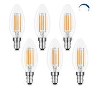 Akynite E14 LED Candle Bulbs Dimmable Warm White 2700K, 400LM, 4W Filament LED Equivalent E14 40W Incandescent, AC 220V C35 SES Small Screw Candle Light Bulb Clear for Chandelier, 6pcs