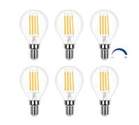 Akynite E14 LED Light Bulb Dimmable Warm White 2700K, 400LM, G45 4W Replace E14 40W, AC 220V, SES Golf Ball Small Screw P45 LED Filament Light Bulbs or Chandelier Ceiling Lamp, 6pcs