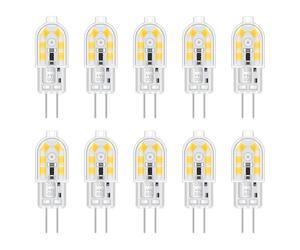 Akynite G4 12V LED Light Bulbs 2W Cool White 6000K, Not Dimmable, Replacement for Halogen Bulb G4 10W-20W, 200LM, AC DC 12V Bi Pin Capsule LED for Cooker Hood/Chandelier, 10-Pack