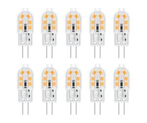 Akynite G4 12V LED Light Bulbs 2W Warm White 3000K, not dimmable, Replacement for Bipin Halogen Bulb G4 10W-20W, 200LM, AC DC 12V Bi Pin Capsule LED for Cooker Hood/Chandelier, 10-Pack