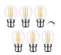 Akynite G45 B22 LED Bulb Dimmable 4W Warm White 2700K, 400LM, B22 40W Equivalent, AC 220V, Golf Ball Large Bayonet Cap, P45 LED Filament Bulb, BC Mini Globe Bulbs, 6PCS
