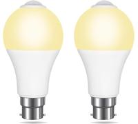 Akynite LED Motion Sensor Bulbs B22 12W Warm White 3000K 1000LM, Detection Angle 120°, Auto on Off, AC 230V, B22 BC Large Bayonet LED Motion Sensor Ceiling Light Bulb for Porch, 2pcs