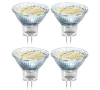 Akynite MR11 GU4 2W LED Warm White 3000K, 250LM, 35mm Small Size, AC DC 12V-24V, 120° Angle with Glass Cover, MR11 10W-20W Halogen Replacement, Energy Saving GU4 12V Spotlight Bulb, 4pcs