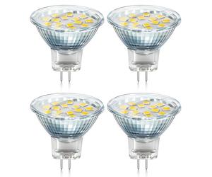 Akynite MR11 GU4 2W LED Warm White 3000K, 250LM, 35mm Small Size, AC DC 12V-24V, 120° Angle with Glass Cover, MR11 10W-20W Halogen Replacement, Energy Saving GU4 12V Spotlight Bulb, 4pcs