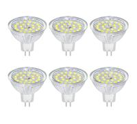 Akynite MR16 GU5.3 5W LED Cool White 6000K, 500LM, 50mm, AC DC 12V, 120° Beam Angle, GU5.3 35W 50W Halogen Replacement, LED Spotlight Bulbs Daylight White for Bathroom, not dimmable, Pack of 6