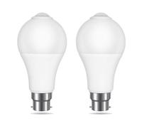 Akynite PIR Motion Sensor LED Bulbs B22 12W Cool White 6000K 1000LM, Detection Angle 120°, Auto on Off, AC 230V, B22 BC Bayonet Motion Sensor Ceiling Light Bulb for Porch Stairs Entrance, 2pcs