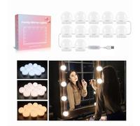 Akynite Vanity Mirror Lights 12 Bulbs Hollywood Style with USB Cable, 3 Colour Changing & 10 Brightness, LED Vanity Lights Stick On for Dressing Table & Make Up (No Mirror & USB Adapter)
