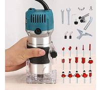 AKYPACH Wood Router Tool Electric Hand Trimmer Laminate Milling Engraving Hand Machine Joiner 110V 800W with 15pcs Trim Router Bits Slotting Carving 1/4" Collets Woodworking Tool