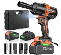 AKZWOXRO Cordless Impact Wrench, 1/2" Brushless Power Impact Gun 21V, 738Ft-lbs(1000N.m) High Torque Electric Impact Gun with Battery 4000mAh,Fast Charger & 5 Sockets,Power Impact Driver for Car