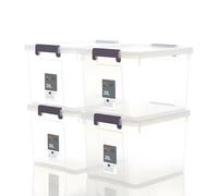 AL AJAL Plastic Storage Containers | Storage Boxes with Lids, Stackable Organizer Boxes with Handles for Clothes, Toys, Office (Pack of 4) (20L / PACK OF 4)