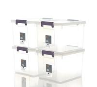 AL AJAL Plastic Storage Containers | Storage Boxes with Lids, Stackable Organizer Boxes with Handles for Clothes, Toys, Office (Pack of 4) (35L / PACK OF 4)