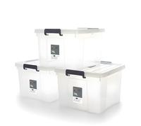 AL AJAL Plastic Storage Containers | Storage Boxes with Lids, Stackable Organizer Boxes with Handles for Clothes, Toys, Office (Pack of 4) (70L (PACK OF 3))