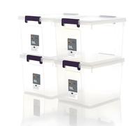 AL AJAL Plastic Storage Containers | Storage Boxes with Lids, Stackable Organizer Boxes with Handles for Clothes, Toys, Office (Pack of 4) (50L / PACK OF 4)