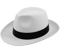 Al Capone Felt Gangster Hat Trilby Mob White or Black MICHAEL JACKSON STYLE (WHITE)