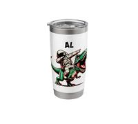 Al Dabbing Astronaut on a Dinosaur Cartoon Stainless Steel Insulated Tumbler