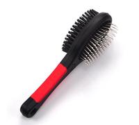 AL-FAHMI Pet Grooming Brush Cat Dog Double Sided Comb For Long Short Hair Removal Comb Plastic & Wooden Comb 2 in 1 Pin & Soft Bristle (Plastic Brush)