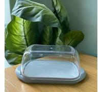 AL-FAHMI Plastic Butter Dish & Chees Box Container Box with Lid Modern & Stylish Butter Dish 3 Colours. 19x9x12cm. (Grey Base)
