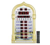 AL-HARAMEEN Azan Clock,Led Prayer Clock,Wall Clock,Read Home/Office/Mosque Digital Azan Clock/Decorative Clock HA-4008 (Gold)