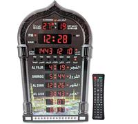 AL-HARAMEEN Digital Azan Prayer Time Display - LED Wall Model for Home, Office, or Mosque - Islamic Alarm with Full Azan, Model HA-4008 (Black)