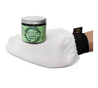 AL HOOR Moroccan Black Olive Soap Infused In Eucalyptus Oil + Kessa Glove - Deep Acne Cleansing & Dead Skin Cells Remover (Eucalyptus / White Kessa)