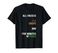 Al I Need is Tea Crisps and Five Minutes of Peace Funny Value Graphic T-Shirt, Men, Black, L