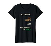 Al I Need is Tea Crisps and Five Minutes of Peace Funny Value Graphic T-Shirt, Women, Black, M