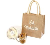 Al-Muallim Books 21x15x23cm Linen Eid Mubarak Tote Bag | Stylish Ramadan Shopping & Gift Bag