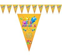 Al-Muallim Books Happy Eid Mubarak Party Flags Buntings - 10 Flags - Eid Decorations Kids Ramadan (Orange)