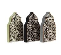 Al-Muallim Books Islamic Decorative Wall Art Panels - Wooden 21.5x14.5x2.5cm | Elegant Islamic Decor - 3 Pack