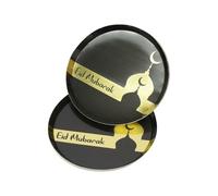 Al-Muallim Books Ramadan Eid Mubarak Black & Gold Mosque Paper Plates 9-Inch Foil Stamping 10PCS/Set