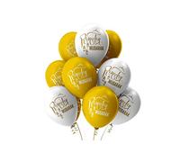 Al-Muallim Books Ramadan Mubarak Kareem Balloons (10 Pack) Helium Quality Ramadhan Party Decorations (White & Gold)
