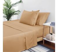 AL NOOR HOME Flat Sheets Double - 100% Egyptian Cotton Bedding 300 Thread Count - Hotel Quality Easy Care Fade Resistant Beige Bed Sheets (230x255cm)