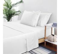 AL NOOR HOME Flat Sheets King - 100% Egyptian Cotton Bedding 300 Thread Count - Hotel Quality Easy Care Fade Resistant White Bed Sheets (250x280cm)