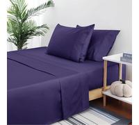 AL NOOR HOME Flat Sheets Single - 100% Egyptian Cotton Bedding 300 Thread Count - Hotel Quality Easy Care Fade Resistant Navy Blue Bed Sheets (180x255cm)