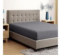 Al Noor Home King Fitted Sheets - 100% Egyptian Cotton - Hotel Quality 300TC - 30cm Deep Charcoal Fitted Bedsheets