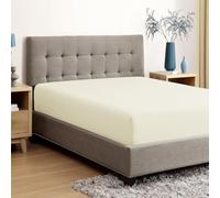 AL NOOR HOME King Fitted Sheets - 100% Egyptian Cotton - Hotel Quality 300TC - 30cm Deep Cream Fitted Bedsheets