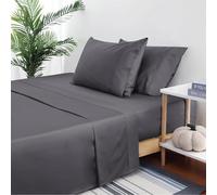 AL NOOR HOME Premium Charcoal Flat Sheet - 100% Pure Egyptian Cotton with 300 TC - Breathable and Fade Resistant - Hotel Quality Non Iron King Bed Sheet