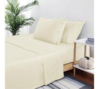 AL NOOR HOME Premium Cream Flat Sheet - 100% Pure Egyptian Cotton with 300 TC - Breathable and Fade Resistant - Hotel Quality Non Iron King Bed Sheet