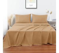 AL NOOR HOME Super King Flat Sheets - 100% Egyptian Cotton - Hotel Quality 300 Thread Count Bedding Set - Beige Flat Bedsheets