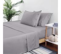 AL NOOR HOME Super King Flat Sheets - 100% Egyptian Cotton - Hotel Quality 300 Thread Count Bedding Set - Grey Flat Bedsheets