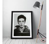 Al Pacino Famous Celebrity Mugshot Framed Wall Art Picture Print - A4 - Black Frame