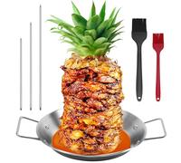 Al Pastor Skewer for Grill, Shawarma Skewer Stand, Stainless Steel Brazilian Vertical Spit with 3 Removable Spikes(8”/10"/12”)& Brushes, for Tacos Al Pastor, Grill Smoker Oven BBQ
