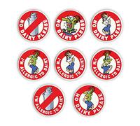 Al’s Allergy Alert Patches, Pin Badges & Stickers - Allergic to Dairy - The Designs are Fun and Bright but get The Important Message of Food Allergy Across. (No Dairy - Pin Badges x 8)