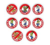 Al’s Allergy Alert Patches, Pin Badges & Stickers - Allergic to Gluten - The Designs are Fun and Bright but get The Important Message of Food Allergy Across. (No Gluten - Pin Badges x 8)