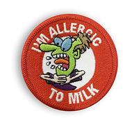 Al’s Allergy Alert Patches, Pin Badges & Stickers - Allergic to Milk - The Designs are Fun and Bright but get The Important Message of Food Allergy Across. (No Milk - Sew-on Badges x 1)