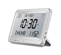 Al salama Azan Clock, Automatic Worldwide Digital 8 Azan Prayer Sounds Muslim Prayer Clock for USA Home Decor (White)